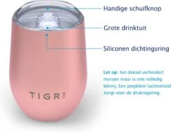 TIGR Cups - Drinkbekers - Thermosbekers - RVS - Set Van 2 - 350ml - Zwart/Rosé Goud -Bestek Verkoop 1200x930