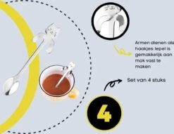 4 Theelepels Hangende Kat - Katten Koffielepel - RVS - Zilverkleurig -Bestek Verkoop 1200x930 7