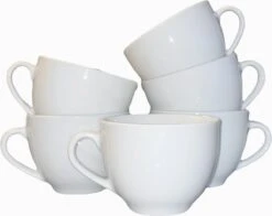 Merkloos Koffie Kopjes – Koffiekopjes – Koffiemokken – Cappuccino – Set Van 6 – Porselein – 250 Ml – Wit -Bestek Verkoop 1200x953 1