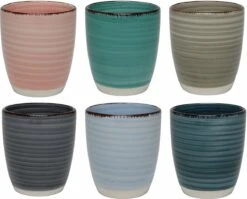 Tavola - Koffiemokken - Zonder Oor - Kleurrijk - Aardewerk - 160Ml - 6 Stuks - Ibizia -Bestek Verkoop 1200x968