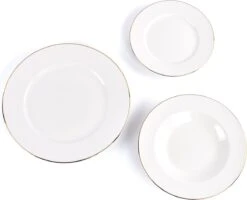 LeRijn® Serviesset Deventer 6 Persoons - 18 Delig - Licht Crème Wit Met Gouden Rand En Motief - Dinerborden - Soepborden - Dessertborden - Borden Servies - Bordenset -Bestek Verkoop 1200x972 1