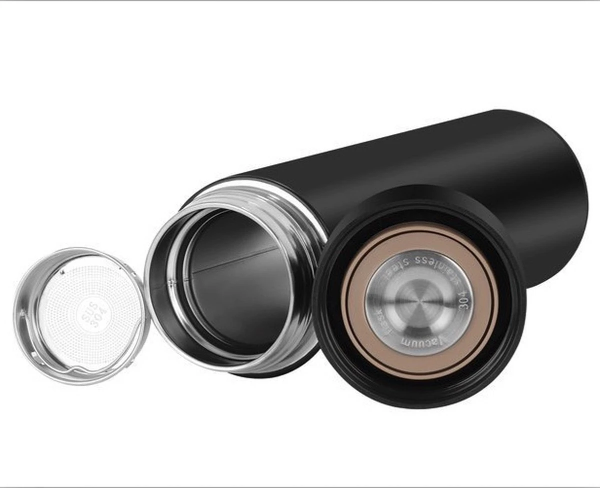 YUNICS® Thermoskan - Met Smart Temperatuur Display - Thermos - Thermosfles - Thermosbeker - Thermofles - Isoleerfles - Travel Mug - RVS - Zwart 4 YUNICS® Thermoskan - Met Smart Temperatuur Display - Thermos - Thermosfles - Thermosbeker - Thermofles - Isoleerfles - Travel Mug - RVS - Zwart - Afbeelding 2