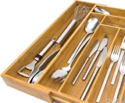 Budu Uitschuifbare Bamboe Bestekbak #45 (45 Cm Diep) - Bestekcassette Hout - Besteklade - 45 X 30,6 - 50 Cm - 6/8 Vakken -Bestek Verkoop 1200x992 3