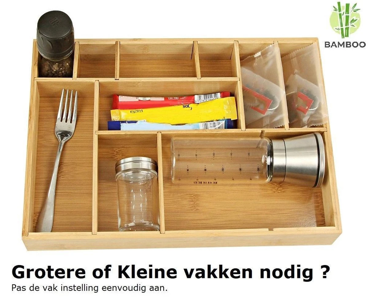 Merkloos Decopatent® Bestekbak - Lade Organizer - Besteklade - Bamboe - Hout - Bestek Bak Organizer Houder Voor Keukenla - Bestekcassette 7 Merkloos Decopatent® Bestekbak - Lade Organizer - Besteklade - Bamboe - Hout - Bestek Bak Organizer Houder Voor Keukenla - Bestekcassette - Afbeelding 5