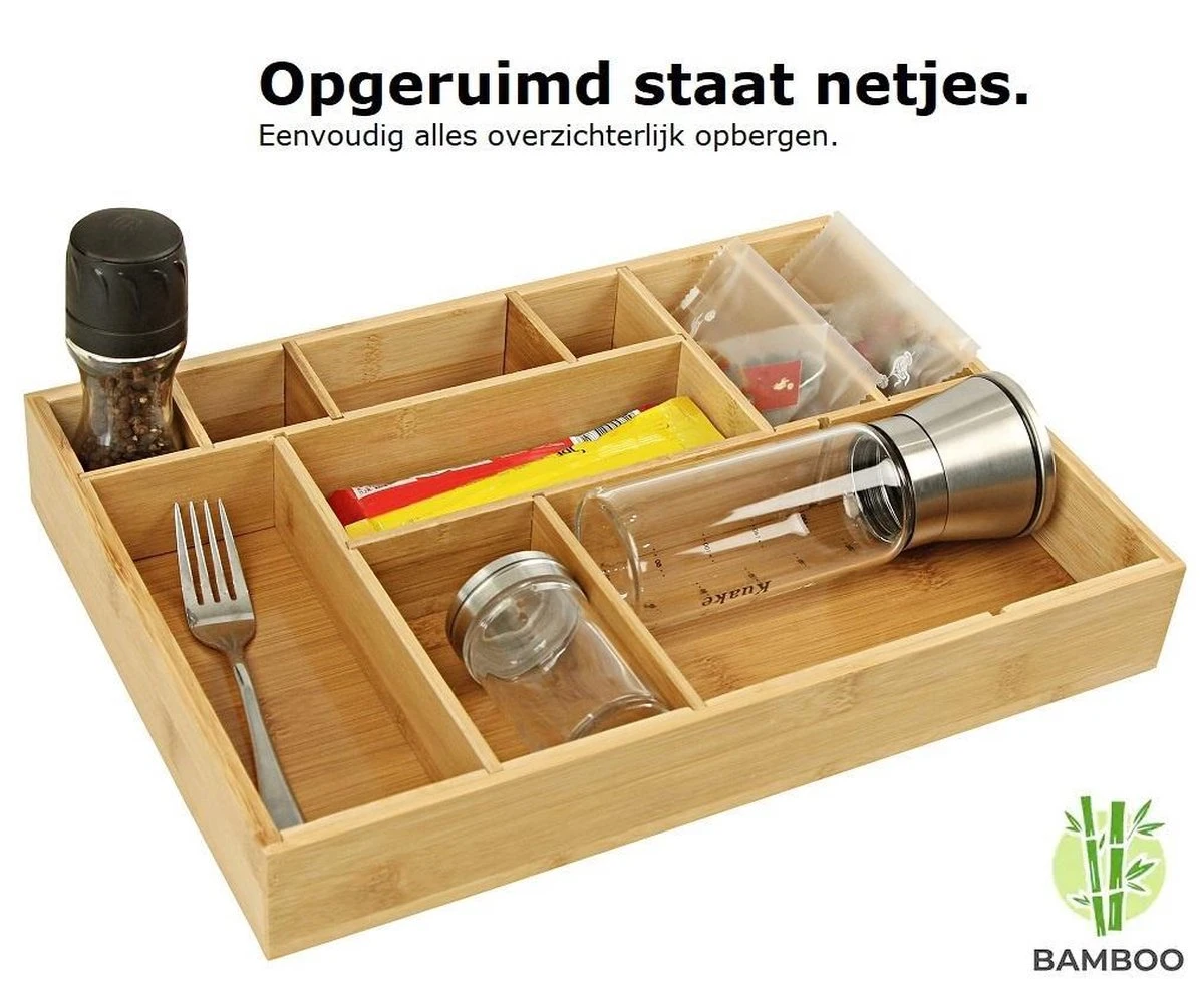 Merkloos Decopatent® Bestekbak - Lade Organizer - Besteklade - Bamboe - Hout - Bestek Bak Organizer Houder Voor Keukenla - Bestekcassette 8 Merkloos Decopatent® Bestekbak - Lade Organizer - Besteklade - Bamboe - Hout - Bestek Bak Organizer Houder Voor Keukenla - Bestekcassette - Afbeelding 6