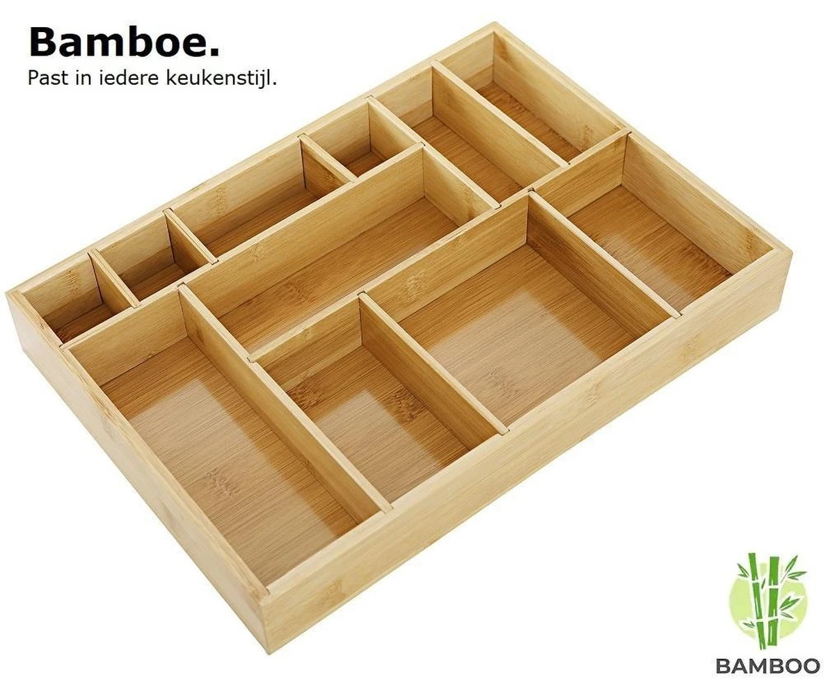 Merkloos Decopatent® Bestekbak - Lade Organizer - Besteklade - Bamboe - Hout - Bestek Bak Organizer Houder Voor Keukenla - Bestekcassette 12 Merkloos Decopatent® Bestekbak - Lade Organizer - Besteklade - Bamboe - Hout - Bestek Bak Organizer Houder Voor Keukenla - Bestekcassette - Afbeelding 10