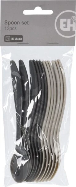 Excellent Houseware 12x Eierlepels Zwart/grijs Kunststof 14 Cm -Bestek Verkoop 490x1200 1