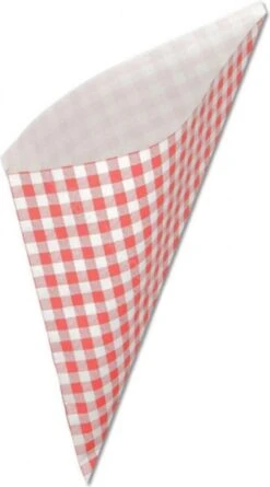 Papieren Frietzak | 50 Stuks | Patatzak | Rode Print | Frietzakken | Puntzakken | Frietzakjes