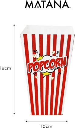 50 Duurzame Popcorn Bakjes (18x10cm) - Popcorn Zakjes Voor Filmavonden, Feestjes - Ook Geschickt Als Snoepbakje Of Feestzakje Voor Kinderen -Bestek Verkoop 702x1200 1