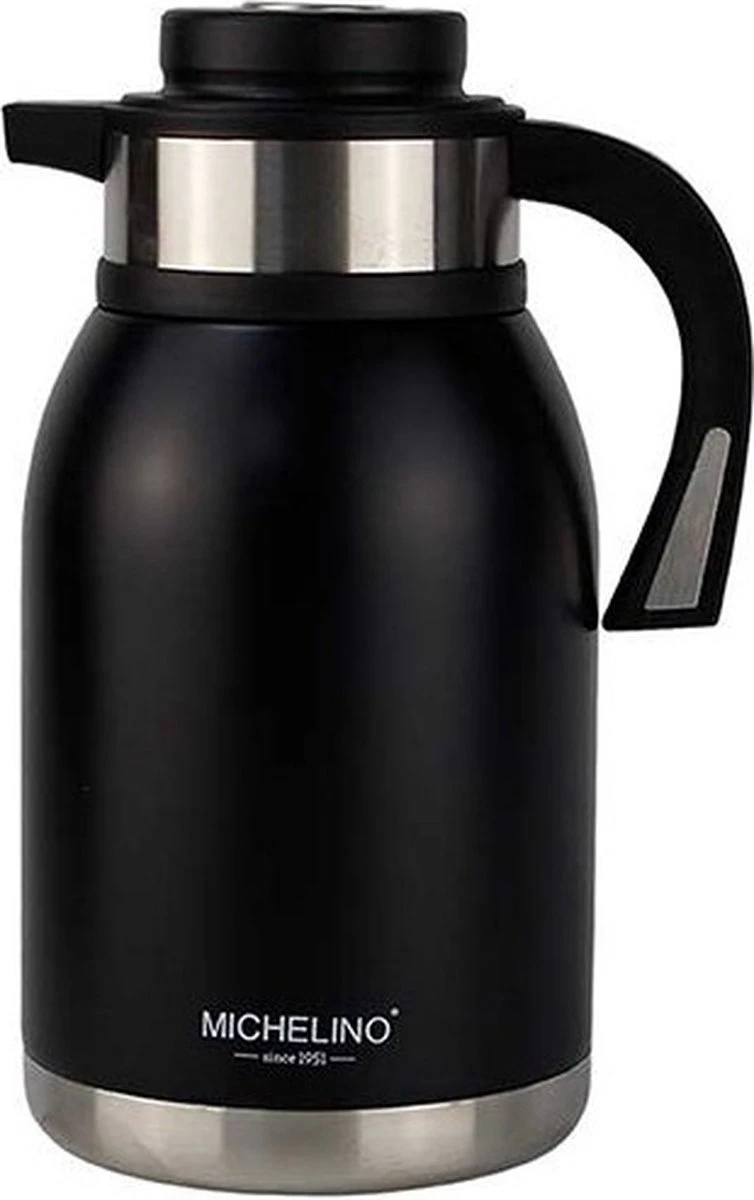 Michelino Isoleerkan 2L - Thermoskan - RVS - Zwart 3 Michelino Isoleerkan 2L - Thermoskan - RVS - Zwart