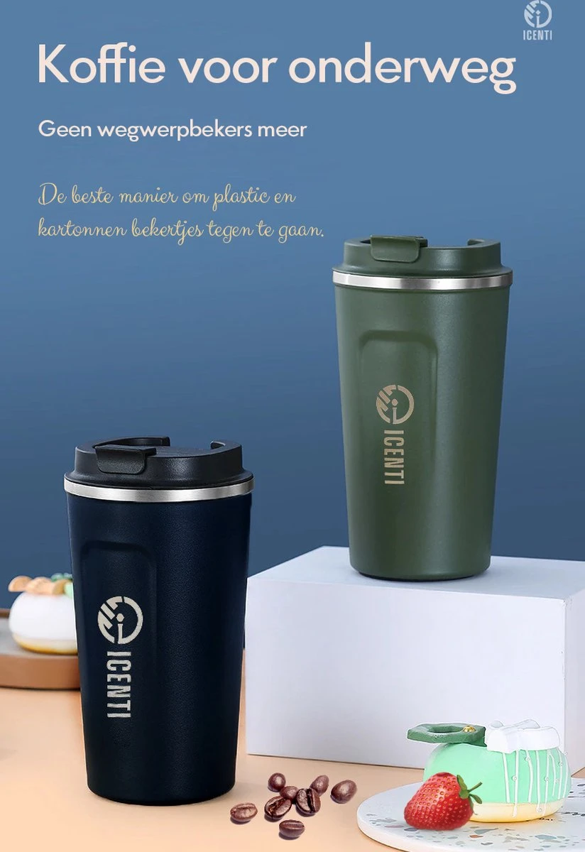 ICENTI - RVS Koffiebeker To Go - 380ml – Groen - Thermosbeker - Lekvrij - Dubbelwandig - Koffie Beker - Theebeker – Coffeemugg - Theemugg 6 ICENTI - RVS Koffiebeker To Go - 380ml – Groen - Thermosbeker - Lekvrij - Dubbelwandig - Koffie Beker - Theebeker – Coffeemugg - Theemugg - Afbeelding 4