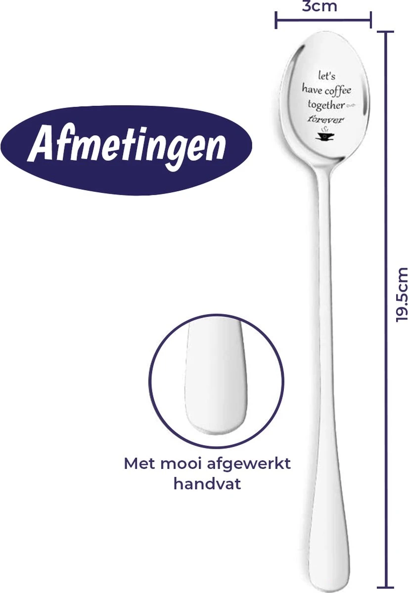 Merkloos Lepel Met Tekst - "Let's Have Coffee Together Forever" - 19.5cm - Valentijn Cadeau Voor Hem Of Haar - Valentijnsdag Verrassing - Versierde Lepel - Lange Lepel - Cadeautje 4 Merkloos Lepel Met Tekst - "Let's Have Coffee Together Forever" - 19.5cm - Valentijn Cadeau Voor Hem Of Haar - Valentijnsdag Verrassing - Versierde Lepel - Lange Lepel - Cadeautje - Afbeelding 2