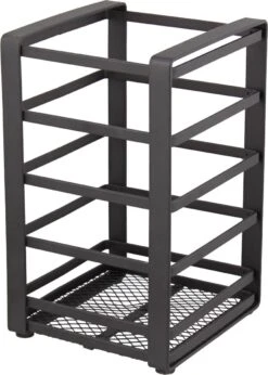 Merkloos Industriële Keukengerei Opberger/ Bestekhouder MONIEK - Zwart - Staal - 10 X 10 X 16.5 Cm