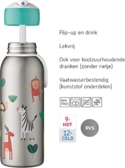 Mepal – Isoleerfles Flip-up Campus – Unicorn – Waterfles Met Rietje – Houdt Je Drankje Tot 9 Uur Warm En 12 Uur Koud – Drinkfles Voor Kinderen – Thermosfles -Bestek Verkoop 896x1200