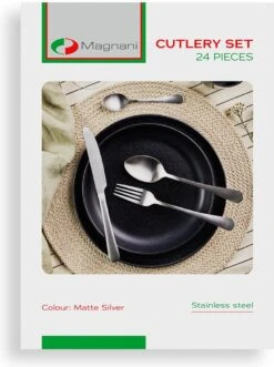 Magani - Zilveren Bestekset - Roestvrij Staal - 24-delig - Voor Zes Personen - PVD Coating -Bestek Verkoop 896x1200 3