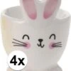 Merkloos 4x Witte Paashaas Eierdop 7 Cm - Eierdop Pasen - Paasontbijt -Bestek Verkoop 947x1200