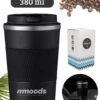 Mmoods Thermosbeker Voor Koffie En Thee 380ml - Koffiebeker To Go - Reisbeker Voor Auto - Herbruikbare Drinkfes Voor Warme En Koude Dranken - Ecologische Thermoskan Zwart Geschenk -Bestek Verkoop 960x1200 1